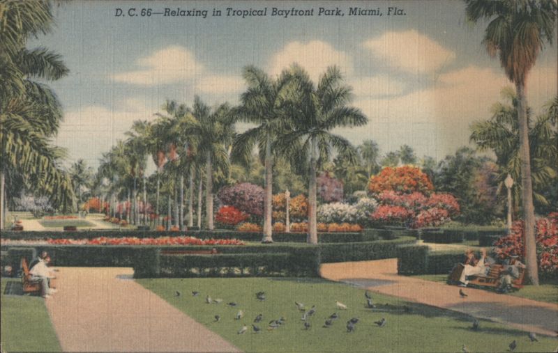 Relaxing in Tropical Bayfront Park, Miami, FL Florida