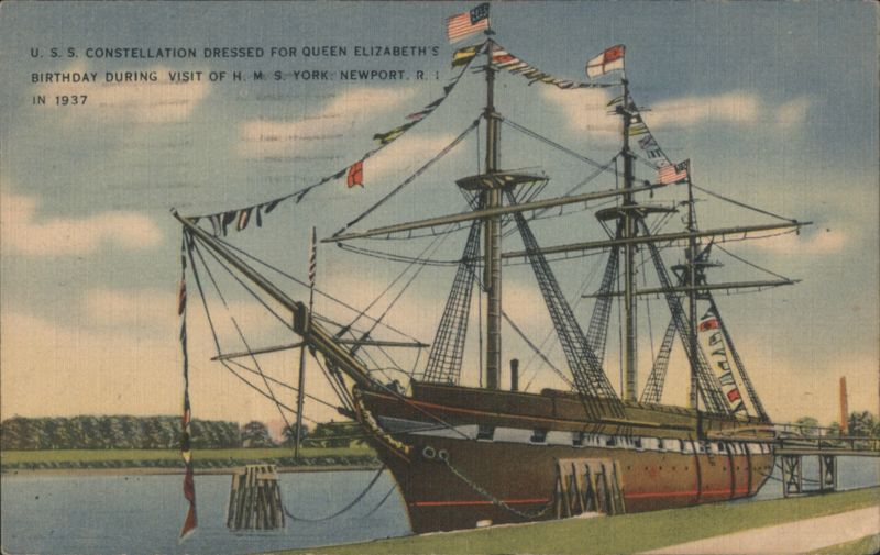 U.S.S. Constellation Dressed for Queen Elizabeth's Birthday Newport Rhode Island