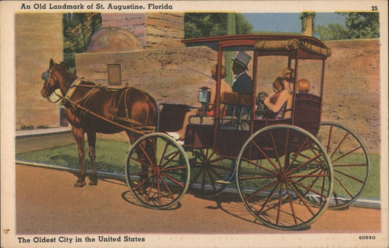 An Old Landmark, Horse-Drawn Carriage, St. Augustine, FL Florida