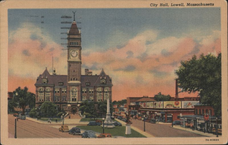 City Hall, Clock Tower, Monument Lowell Massachusetts