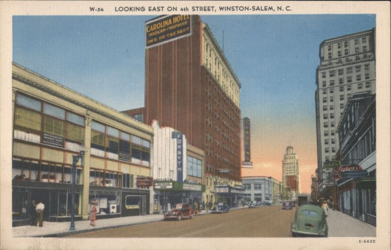 Looking East on 4th Street, Carolina Hotel Winston-Salem North Carolina