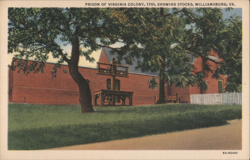 Prison of Virginia Colony, 1701, Showing Stocks Williamsburg