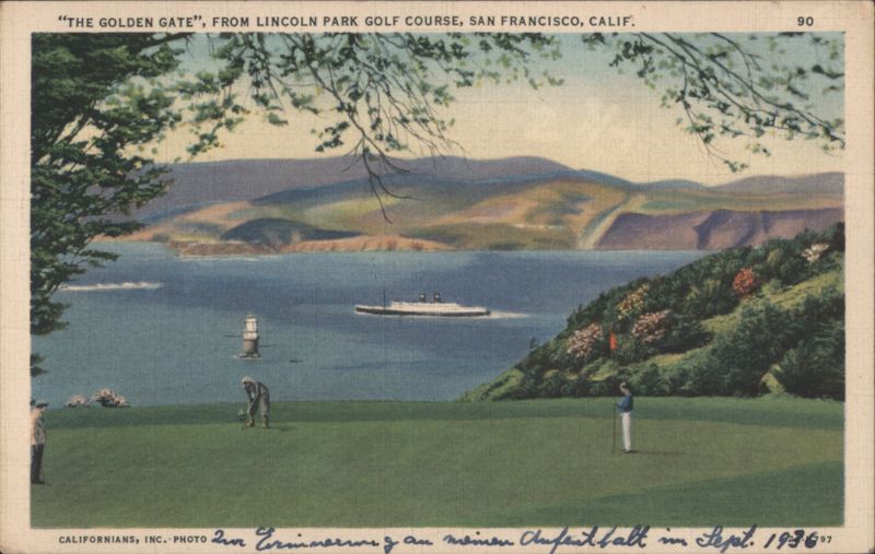 The Golden Gate from Lincoln Park Golf Course San Francisco California