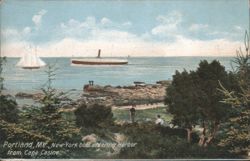 Portland, Me., New York boat entering Harbor From Cape Casino Postcard
