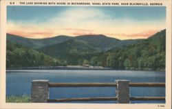 Lake with Bath House, Vogel State Park Postcard
