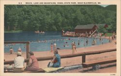 Beach, Lake and Mountains, Vogel State Park Postcard