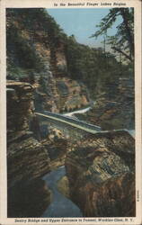 Sentry Bridge and Upper Entrance to Tunnel, Watkins Glen Postcard