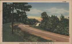 Winding Road through Woods, Prattsville Postcard