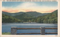 The Lake Showing Bath House, Vogel State Park Postcard