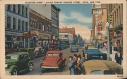 Bleecker Street Looking Toward Genesee Street, Utica Postcard