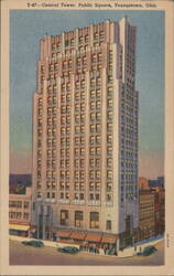 Central Tower, Public Square, Youngstown, Ohio Postcard