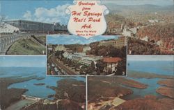 Hot Springs Nat'l Park, Oaklawn, Bath House Row, Lakes Postcard