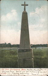 Old Point Norridgewock, Maine - Stone Monument with Cross Postcard