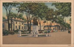 Roswell P. Flower Monument on Washington Street, Watertown, NY Postcard