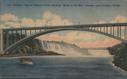 General View of Niagara Falls, Maid of the Mist Steamer, Rainbow Bridge Postcard
