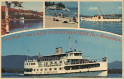 Lake Winnipesaukee NH, MV Mt Washington, Sophie C, Weirs Beach Postcard