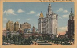 City Hall and Municipal Building, New York City Postcard
