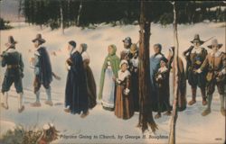 Pilgrims Going to Church, by George H. Boughton Postcard