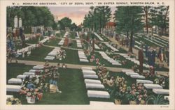Moravian Graveyard, "City of Equal Dead," on Easter Sunday Postcard