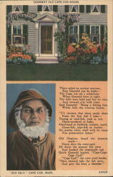 Doorway Old Cape Cod House and Old Salt Postcard