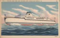 S. S. Princess Anne Ferry Boat, Cape Charles and Norfolk Postcard