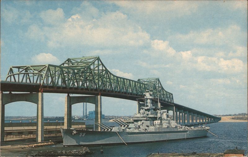 Battleship USS Massachusetts & Braga Bridge, Fall River