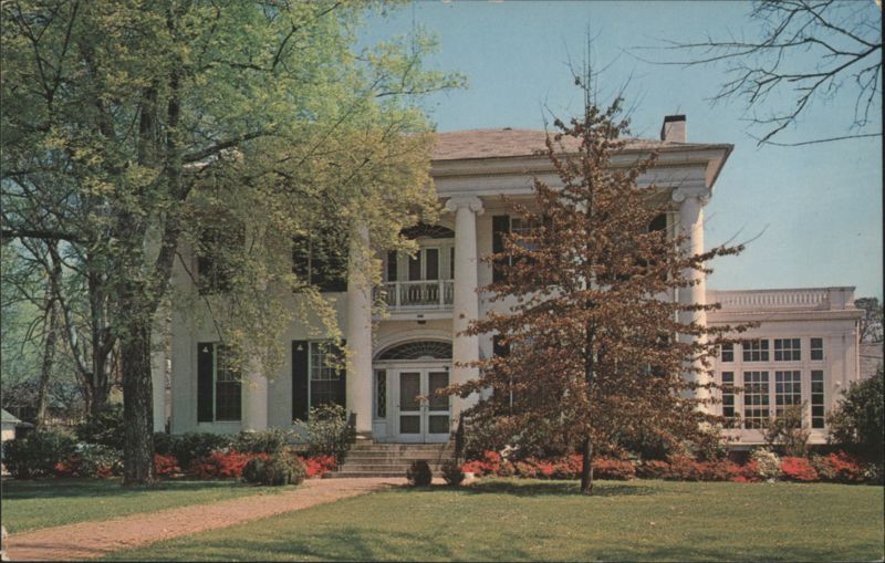 White Columned Southern Mansion with Azaleas, Bessemer, AL Alabama