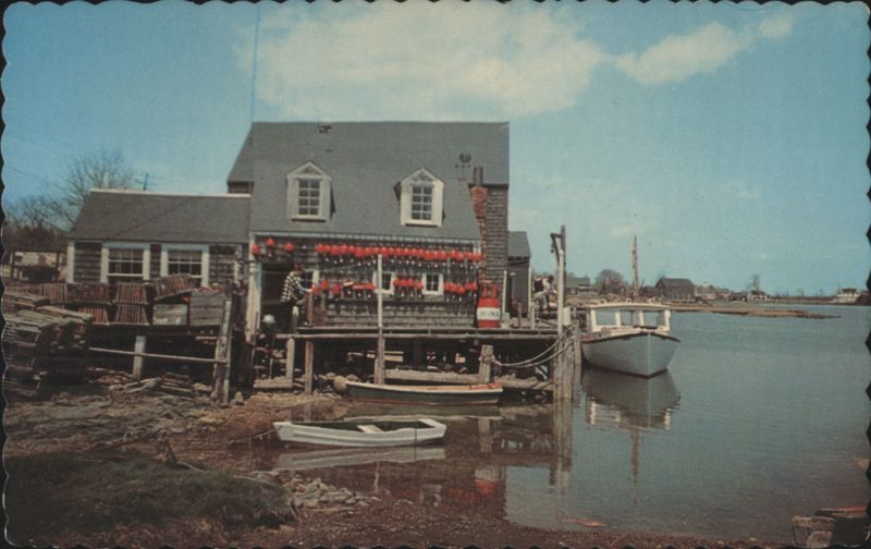 Maine Lobsterman's Shack with Red Lobster Pot Floats