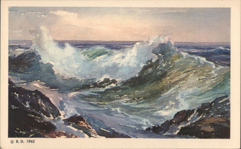 Rolling In Maine Coast Watercolor Kennebunkport Roger Deering