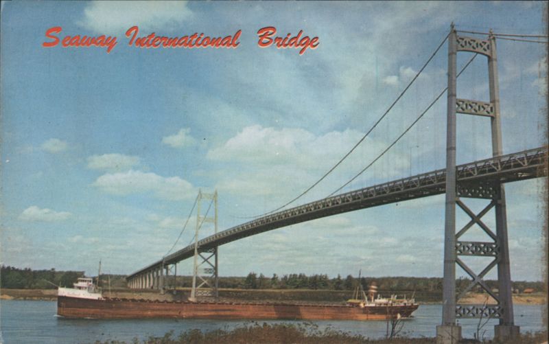 Seaway International Bridge with Ship, Massena, NY New York