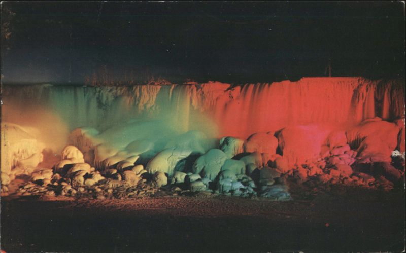 American Falls Illuminated in Winter, Niagara Falls New York