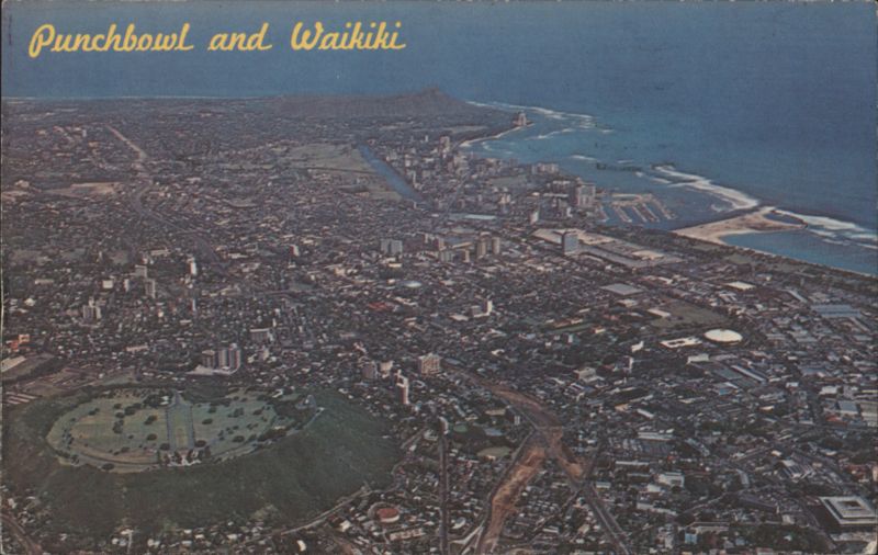 Punchbowl and Waikiki, Honolulu, HI with Diamond Head Hawaii