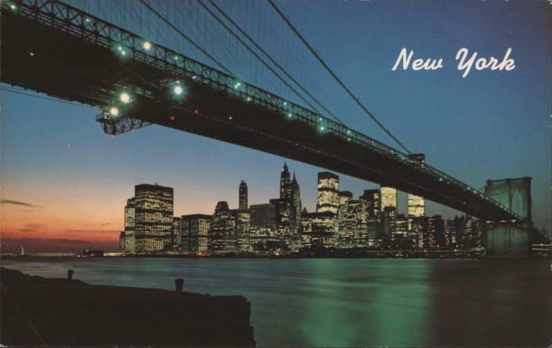 Brooklyn Bridge & Manhattan Skyline at Dusk New York City