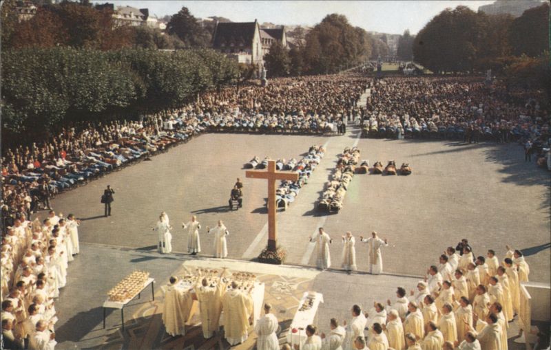 Lourdes Sick Attending Way of the Cross & Mass Esplanade Rosary France