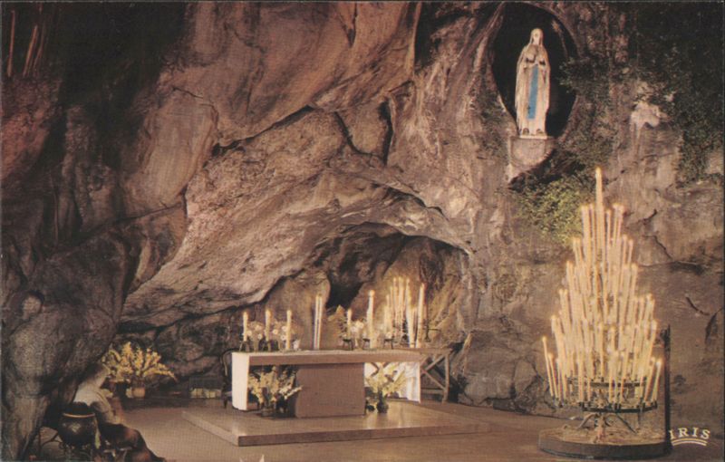 Lourdes Miraculous Grotto with Altar and Candles France