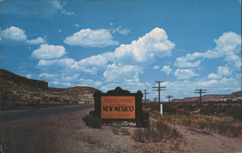 Welcome to New Mexico Border Sign, Desert View L. O. Candelaria