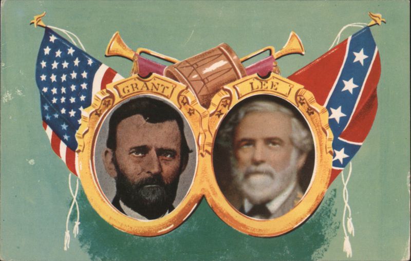 Grant & Lee, Civil War Generals, US & Confederate Flags