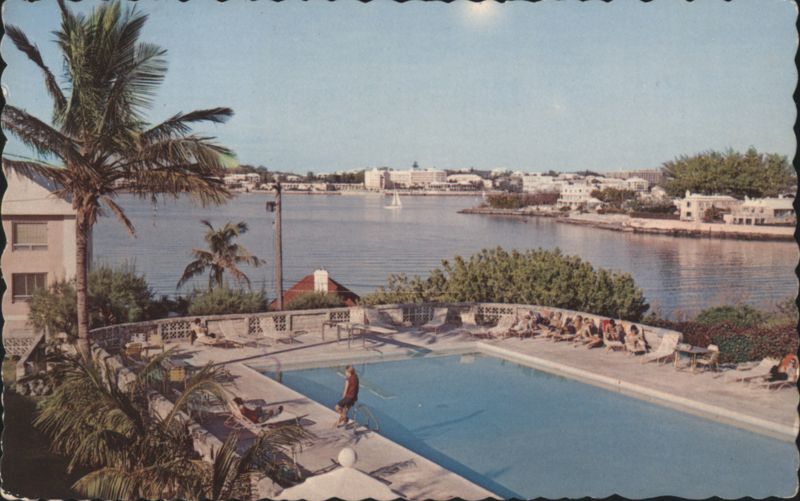 Inverurie Hotel Pool, Paget, Bermuda, View of Hamilton