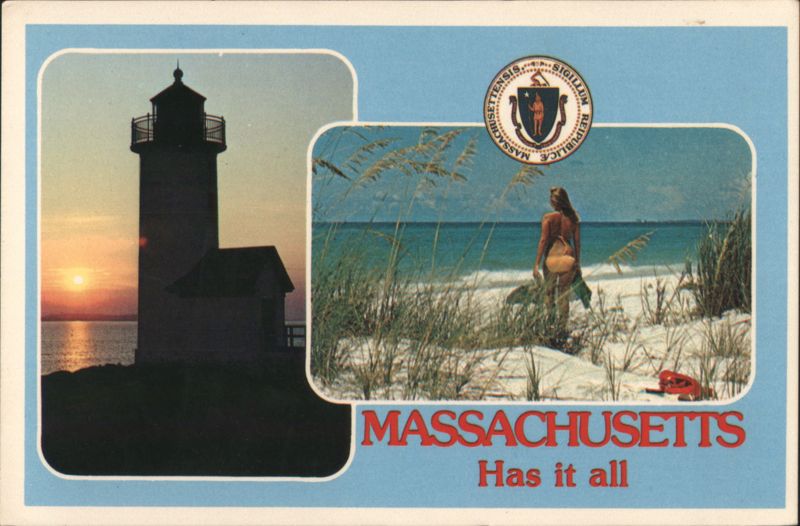 Massachusetts Lighthouse, Beach, State Seal