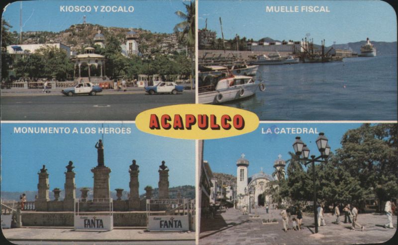 Acapulco Kiosk, Main Square, Wharfs, Monument, Cathedral GR Mexico