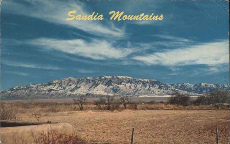 Majestic Snow Covered Sandia Mountain Range Landscape Albuquerque New Mexico