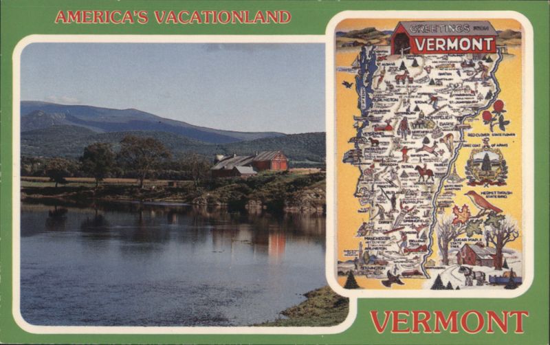 America's Vacationland, Vermont Map & Scenic View