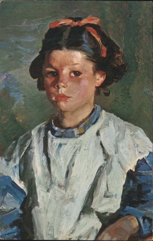 Robert Henri, The Pink Ribbon, Portrait of a Girl Children