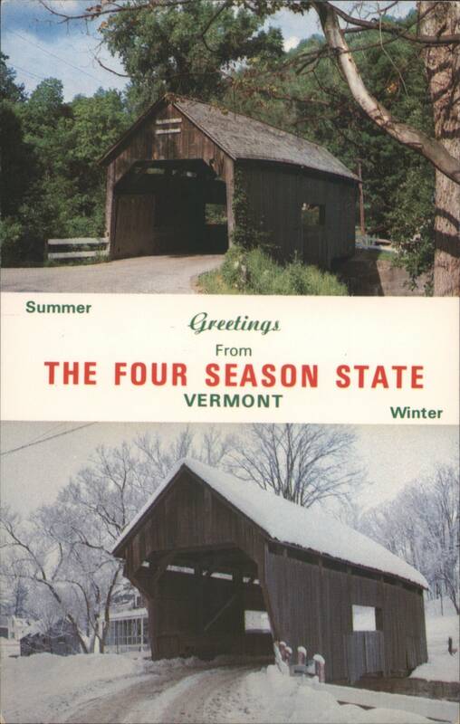 Covered Bridge, Summer & Winter, Vermont Four Season State Warren