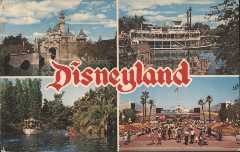Disneyland Multi-View: Castle, Steamboat, Jungle Cruise Anaheim California