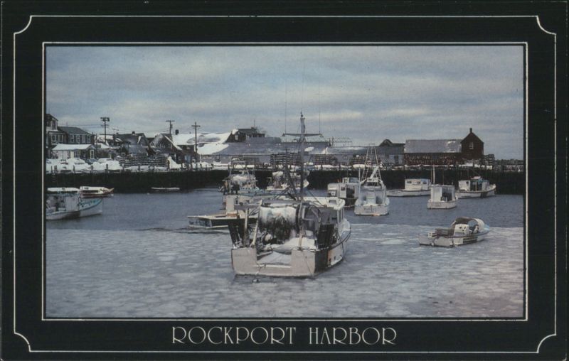 Rockport Harbor, Fishing Fleet Snow & Ice-Bound Massachusetts