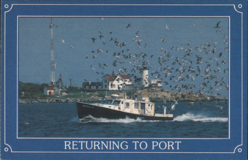 Lobster Boat Debra W Returning to Port, Eastern Point Lighthouse Gloucester Massachusetts