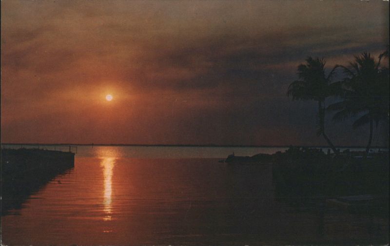 Brilliant Hues of a Tropical Florida Sunset over a Tranquil Lagoon