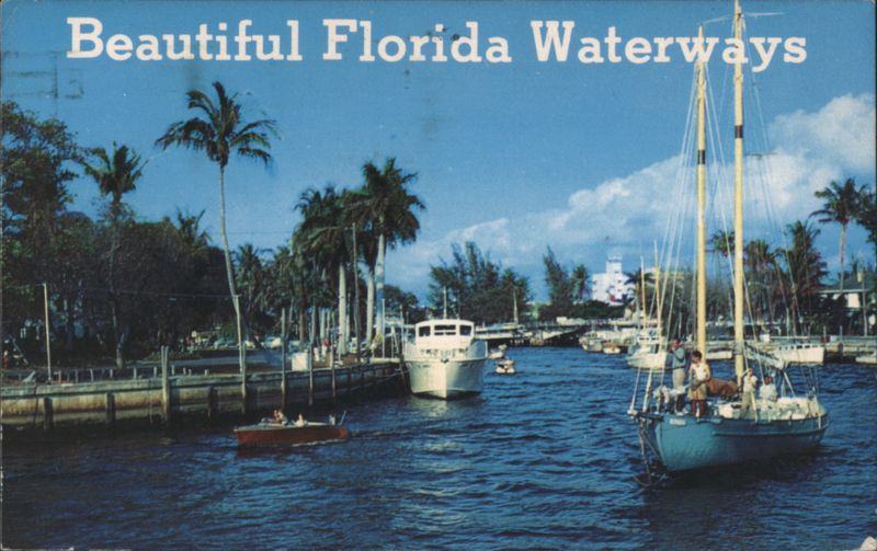 Beautiful Florida Waterways with Boats and Palm Trees