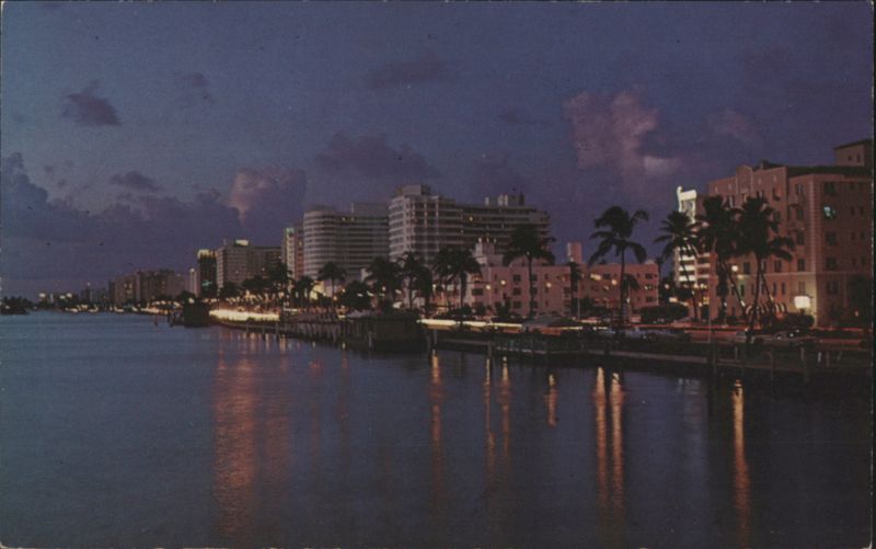 Twilight Along Indian Creek, Miami Beach Florida